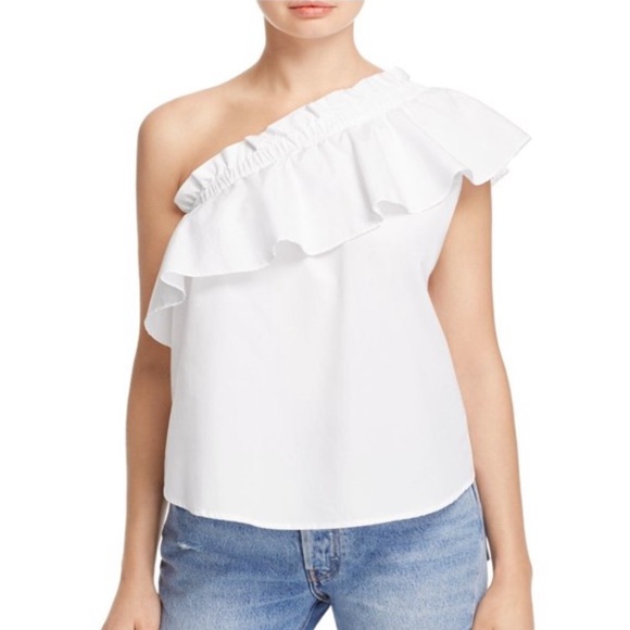 Trovata Tops - Trovata Birds of Paradise Womens One Shoulder Ruffled Blouse White Medium NWT